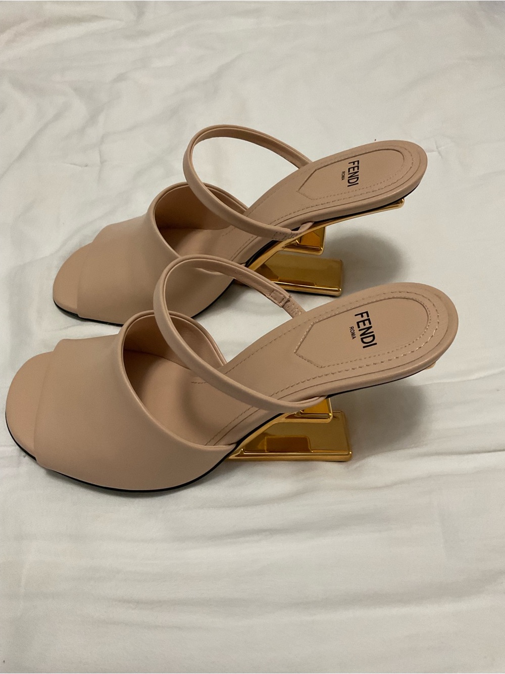 Fendi First Women's Nude Sandals with Gold Heel *NEW size 38